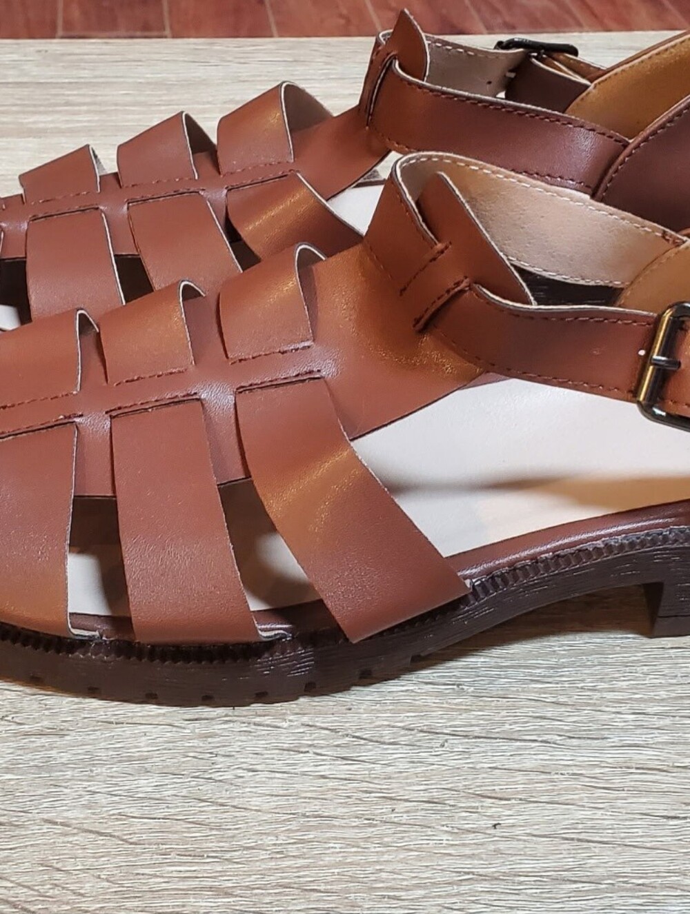 Women’s Brown Strappy Sandals with Buckle
